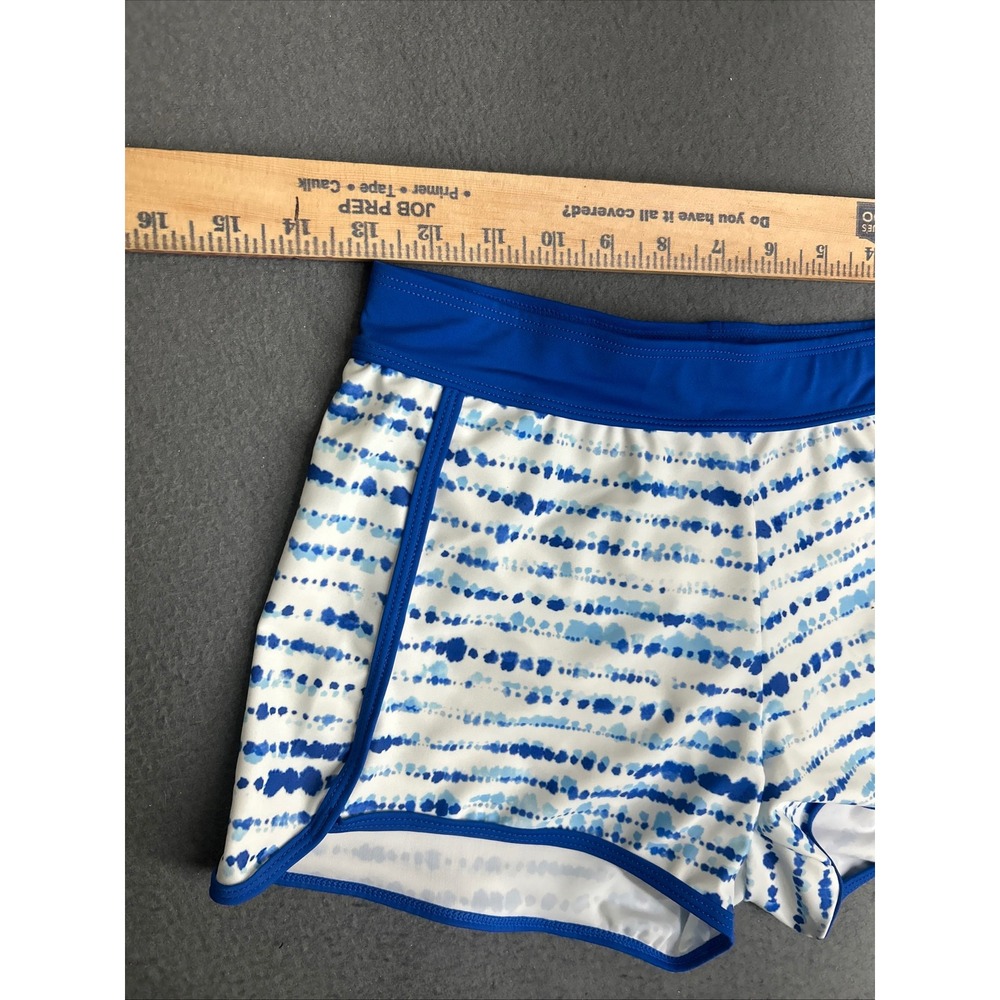 Eddie Bauer Swim Set Kids L 14/16 Blue White Tie Dye Rash Guard Shorts 2pc - Picture 11 of 12
